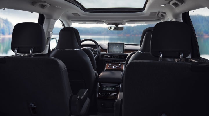 The interior of a 2024 Lincoln Aviator® SUV from behind the second row | Dave Sinclair Lincoln St. Peters in Saint Peters MO