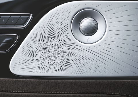Two speakers of the available audio system are shown in a 2024 Lincoln Aviator® SUV | Dave Sinclair Lincoln St. Peters in Saint Peters MO