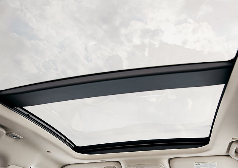 The available panoramic Vista Roof® is shown from inside a 2024 Lincoln Corsair® SUV. | Dave Sinclair Lincoln St. Peters in Saint Peters MO